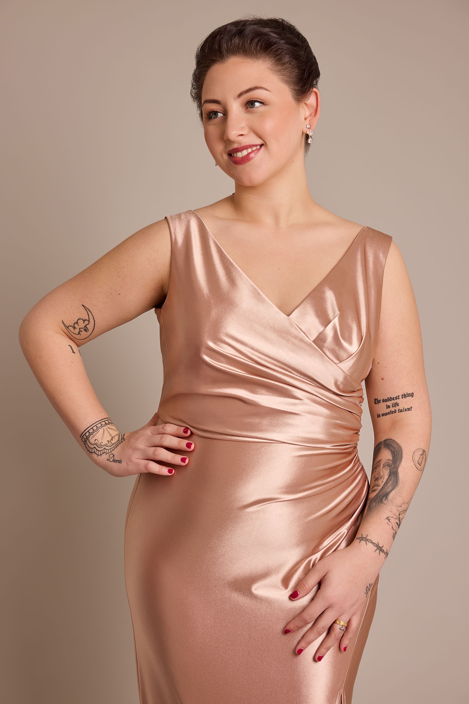 Sculpting Satin Tank Cowl Back Bridesmaid Dress | David's Bridal