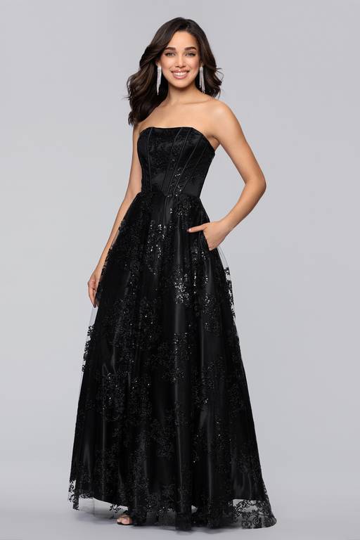 sparkle lace dress with corset bodice jules and cleo Patterned Glitter A-Line Dress with Sheer Corset