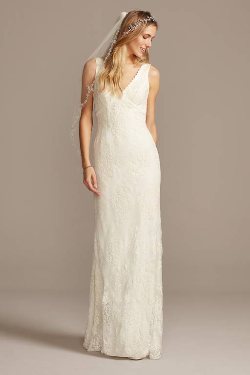 flower lace v neck wedding dress with empire waist Flower Lace V-Neck Wedding Dress with Empire Waist