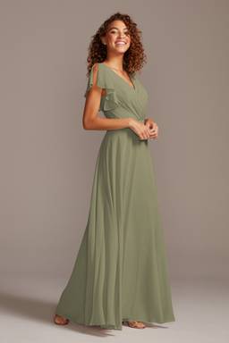 david's bridal flutter sleeve crisscross mesh bridesmaid dress Flutter Sleeve Crisscross Mesh Bridesmaid Dress F19933