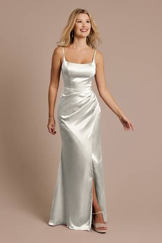 metallic silver bridesmaid dresses Shimmery Silver Bridesmaid Dresses For a New Years Eve Wedding