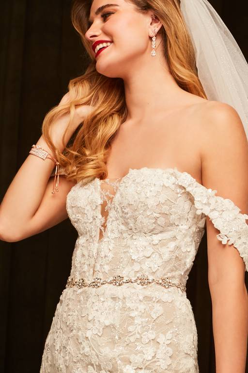 galina signature embroidered floral illusion bodysuit wedding dress Embellished Illusion Lace Bodysuit Wedding Dress
