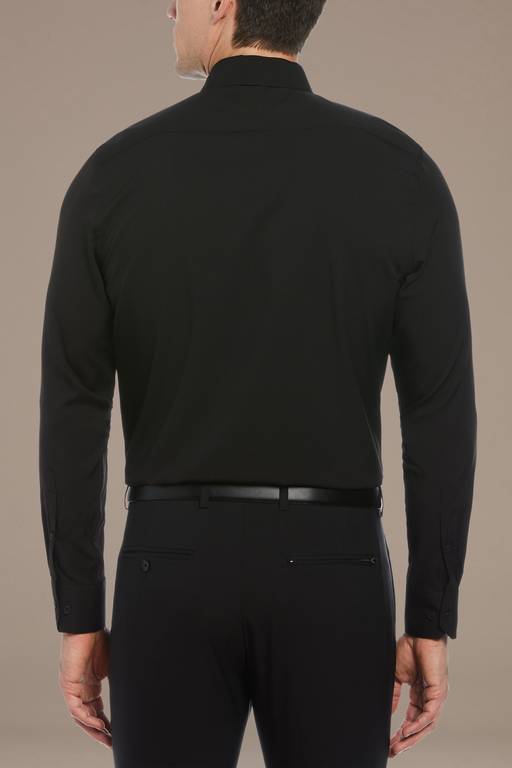 black mens fitted dress shirt Kenneth Cole Men's Solid Slim Fit Performance Shirt - Black