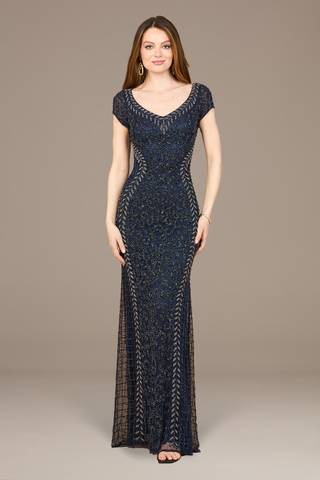Picture of Beaded Mermaid Cap Sleeve Gown