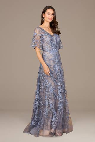 Picture of Elegant Cape Sleeve A-line Gown