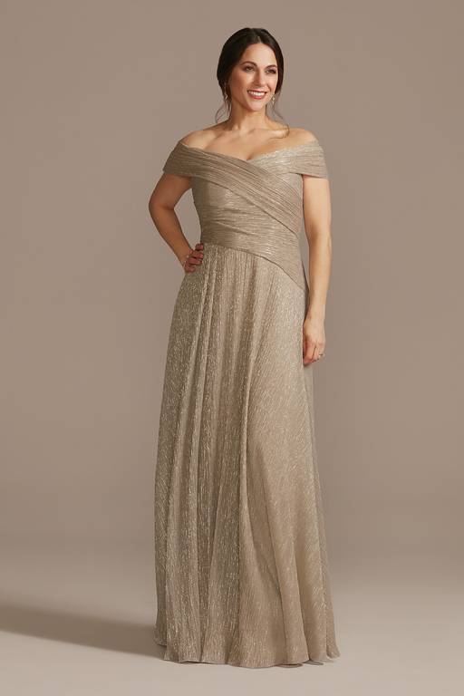 metallic off the shoulder dress Long Metallic Off-Shoulder Long Prom Dress BZ9030 Vintage Blue / 0