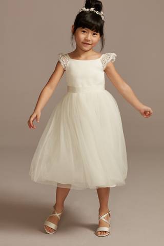 Picture of Crochet Cap Sleeve Ruffle Flower Girl Dress