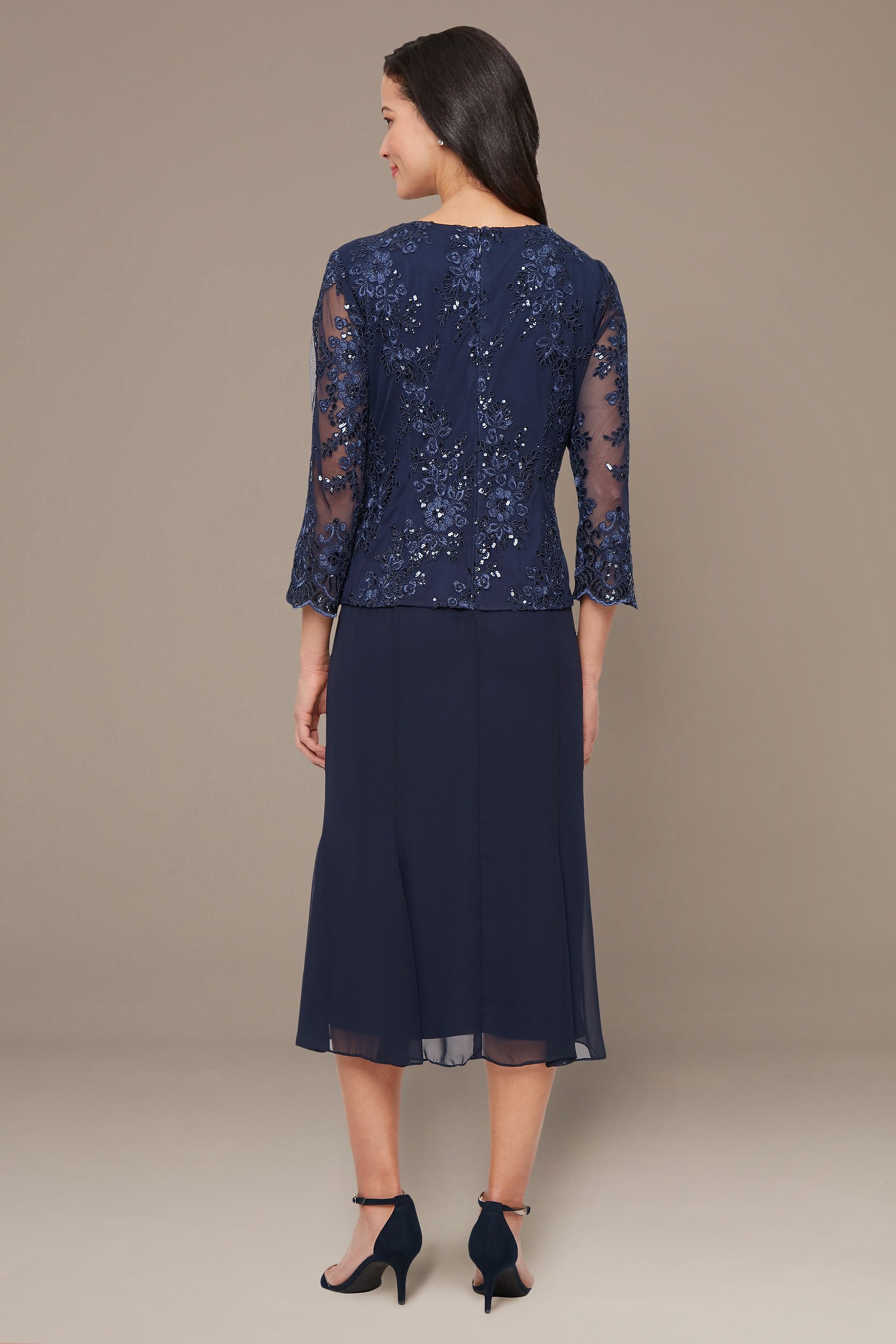 Petite Midi Tulle Jacket Dress with Chiffon Skirt | David's Bridal