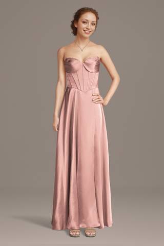 ballet pink bridesmaid dresses Chiffon Bridesmaid Ballet Pink Bridesmaid Dresses Ruffle Strap Scoop Neck Chiffon A-Line Dress David's Bridal