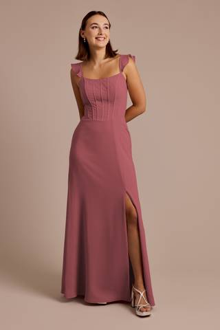 david's bridal corset bridesmaid dress Crepe Corset Bridesmaid Dress with Charmeuse Skirt