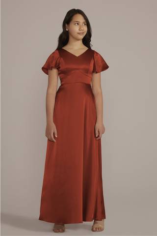 david's bridal junior formal dresses Davids Bridal Girls Dress Formal Maxi Junior Bridesmaids Size 14 Pink Summer