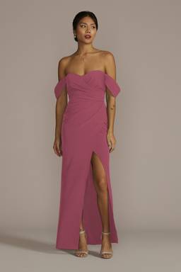 stretch crepe cowl neck strappy bridesmaid dress Stretch Crepe Strapless Cowl Neck Bridesmaid Dress