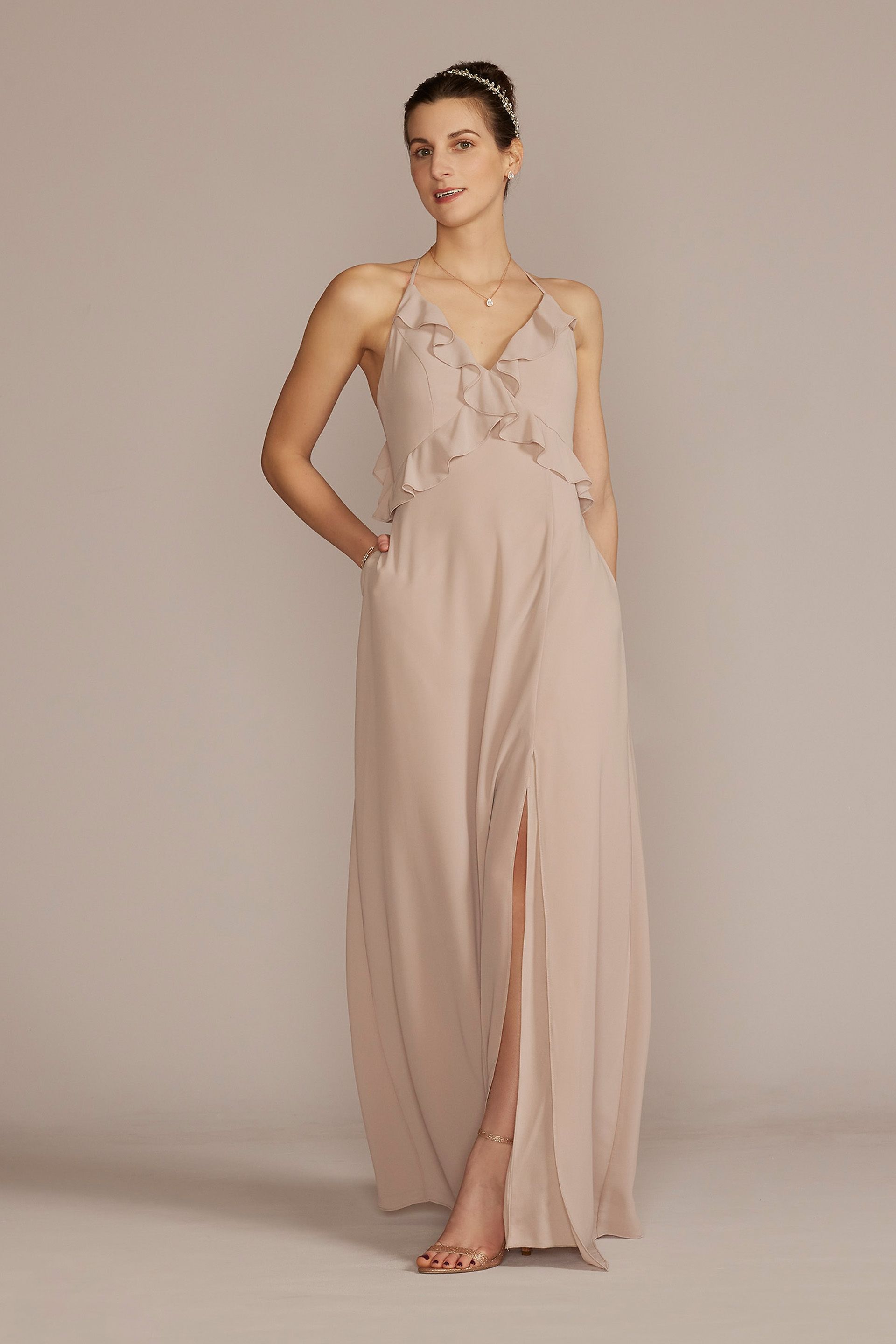 bridesmaid dresses empire waist chiffon Ruffle Dress Halter dress Color:SHORE YGroup_sara-midi Dresses LOUIS VUITTON Women's this bridesmaid dress offers