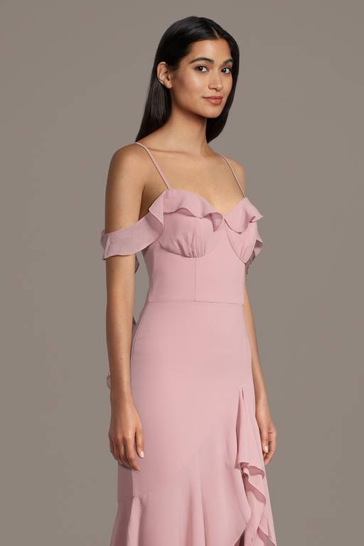 off the shoulder ruffle hem dress Amarra 88926 - Short Tulle A-line Dress