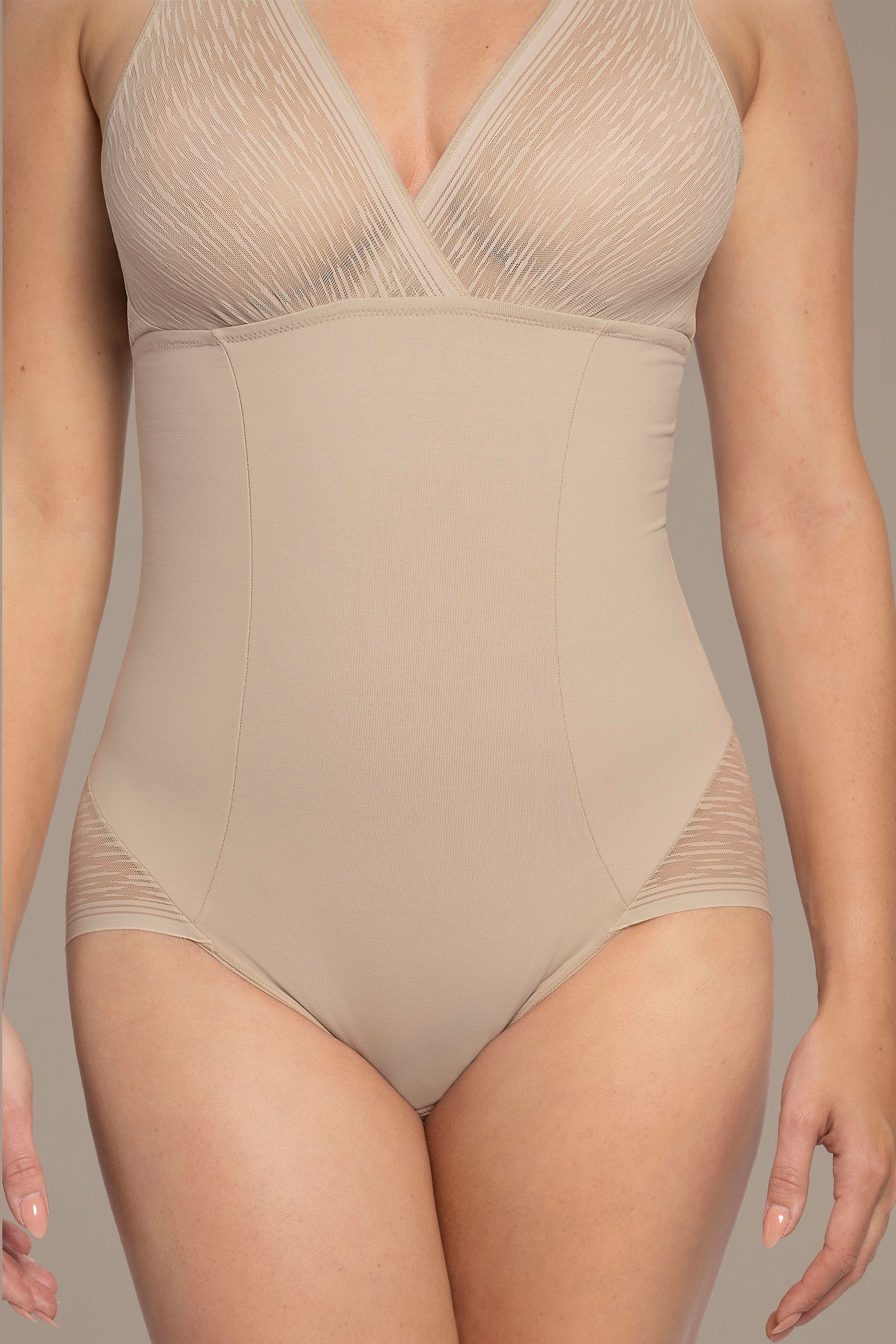 View Leonisa Sheer Stripe Detail Sculpting Bodysuit in all available color and sizes Picture of Sheer Stripe Detail Sculpting Bodysuit