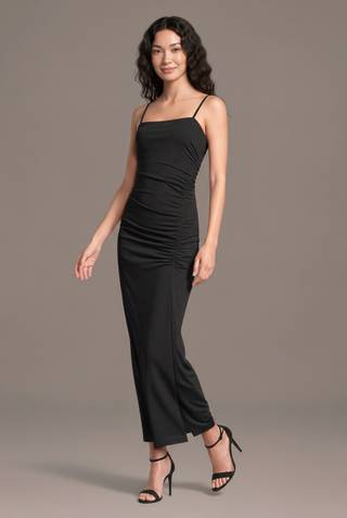 Picture of Jersey Spaghetti Strap Ruched Ankle Length Dress