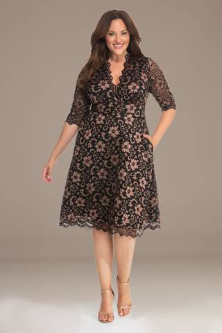 Picture of 3/4 Illusion Mon Cherie Plus Size Lace Dress