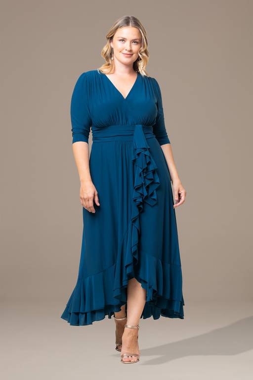 david's bridal plus size party dresses Plus Size Veronica Ruffled Evening Gown