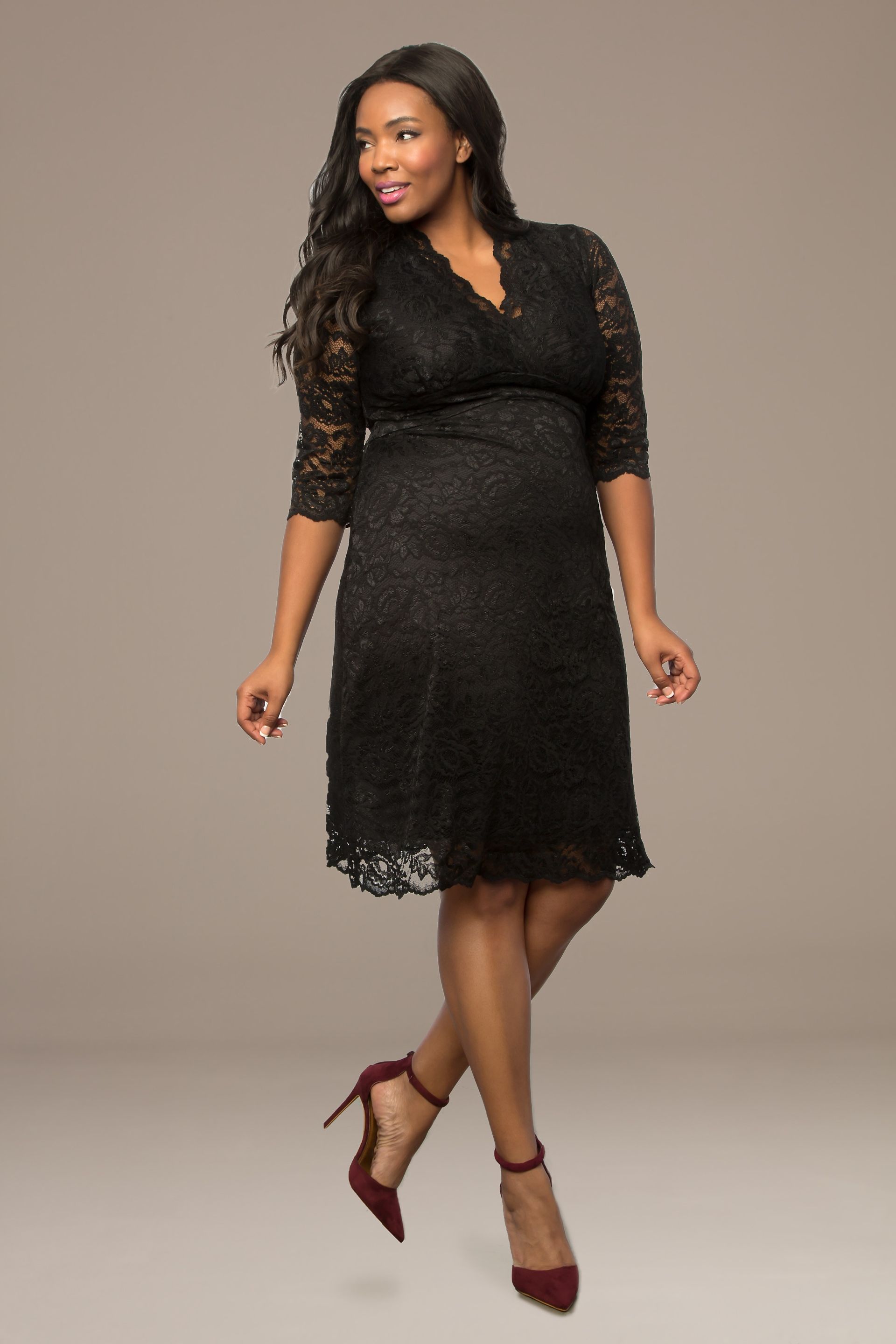 Picture of Scalloped Boudoir Lace Plus Size Cocktail Dress