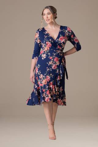 Picture of Printed Cascading Plus Size Wrap Dress