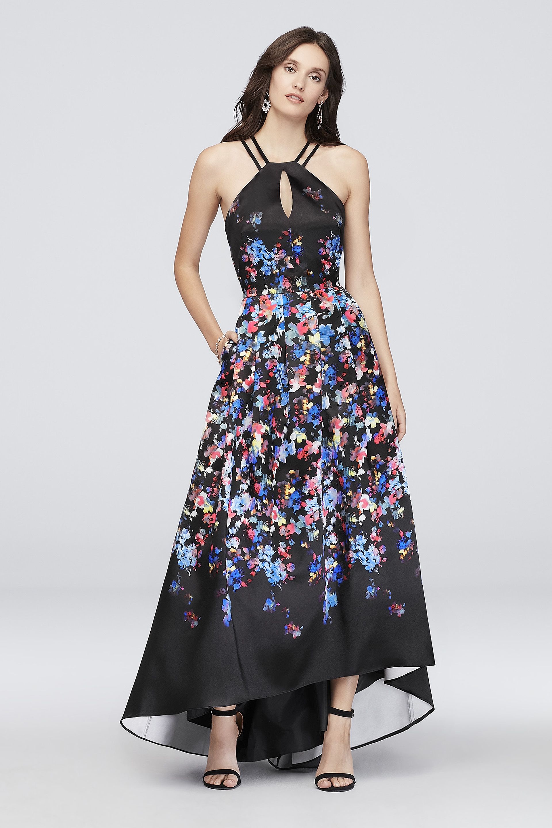 Picture of Floral Printed Halter Dress with Lace-Up Back