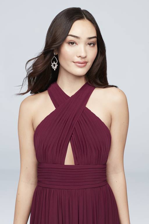 halter neck cross over dress Atria Criss-Cross Halter Long Prom Dress