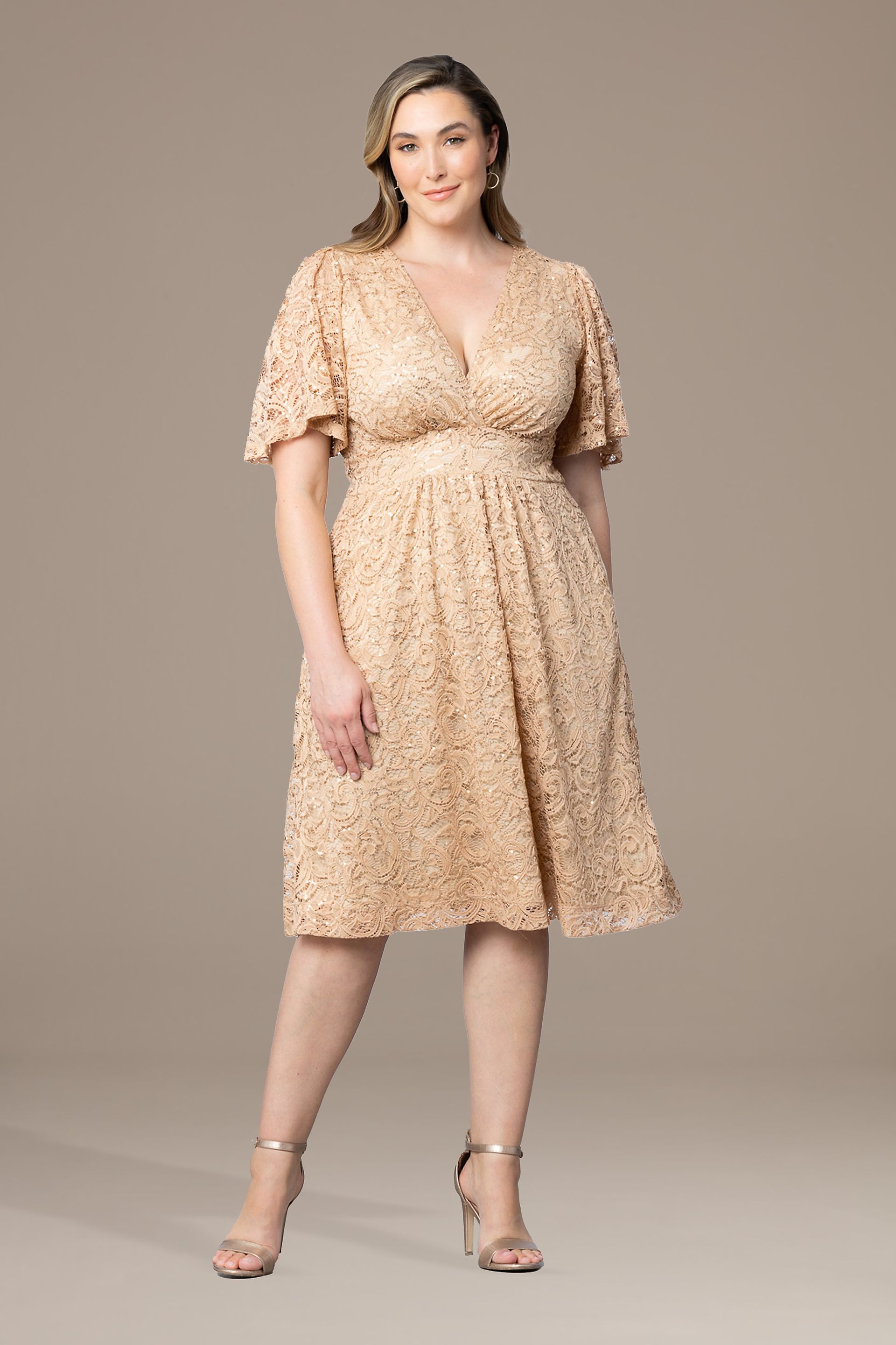 Picture of Plus Size Starry Sequin Lace Cocktail Dress
