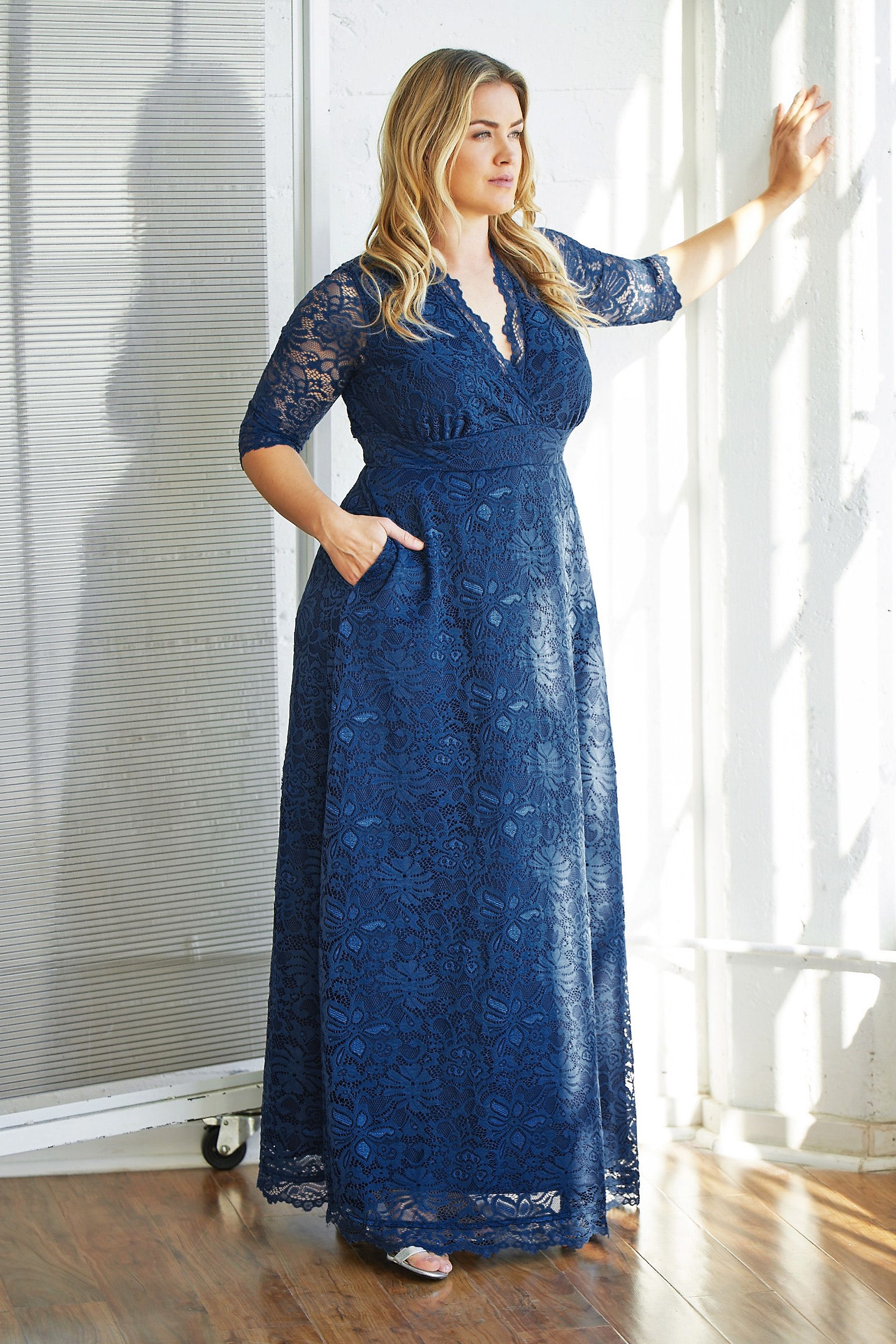 Plus Size Maria Lace A-Line Dress with Pockets | David's Bridal