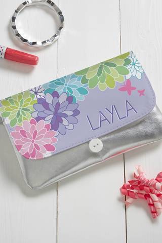 View Personalization Mall Precious Flower Personalized Wristlet in all available color and sizes Picture of Precious Flower Personalized Wristlet