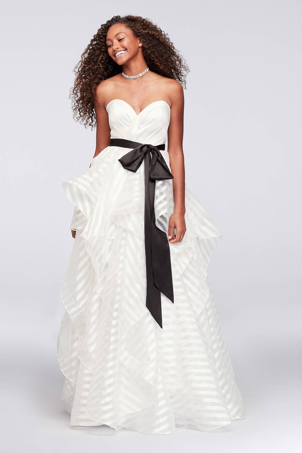 striped organza wedding dress Ivory Stripe Organza Spaghetti Straps Wedding Flower Girl Dress 10T