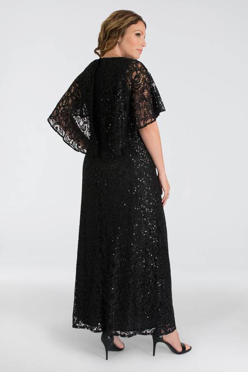 plus size evening dresses cape town Marina Long Plus Size Lace Formal Cape Dress Navy