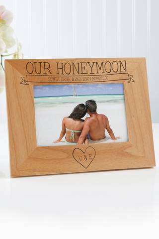 View Personalization Mall Honeymoon Personalized Picture Frame in all available color and sizes Picture of Honeymoon Personalized Picture Frame