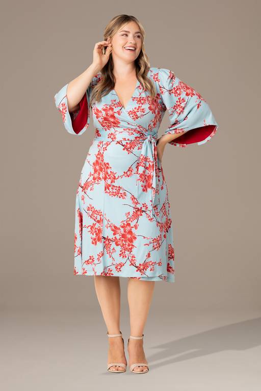 kiyonna wrap dress Women's Plus Size Gemini Dress, 4X length skirt Kiyonna Gemini A-Line Floral Print