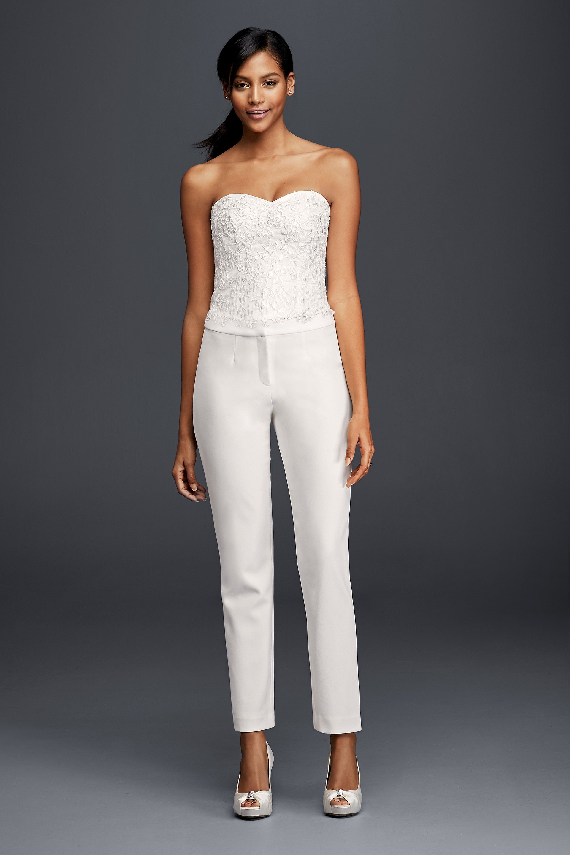 Strapless Beaded Lace Corset Top | David's Bridal