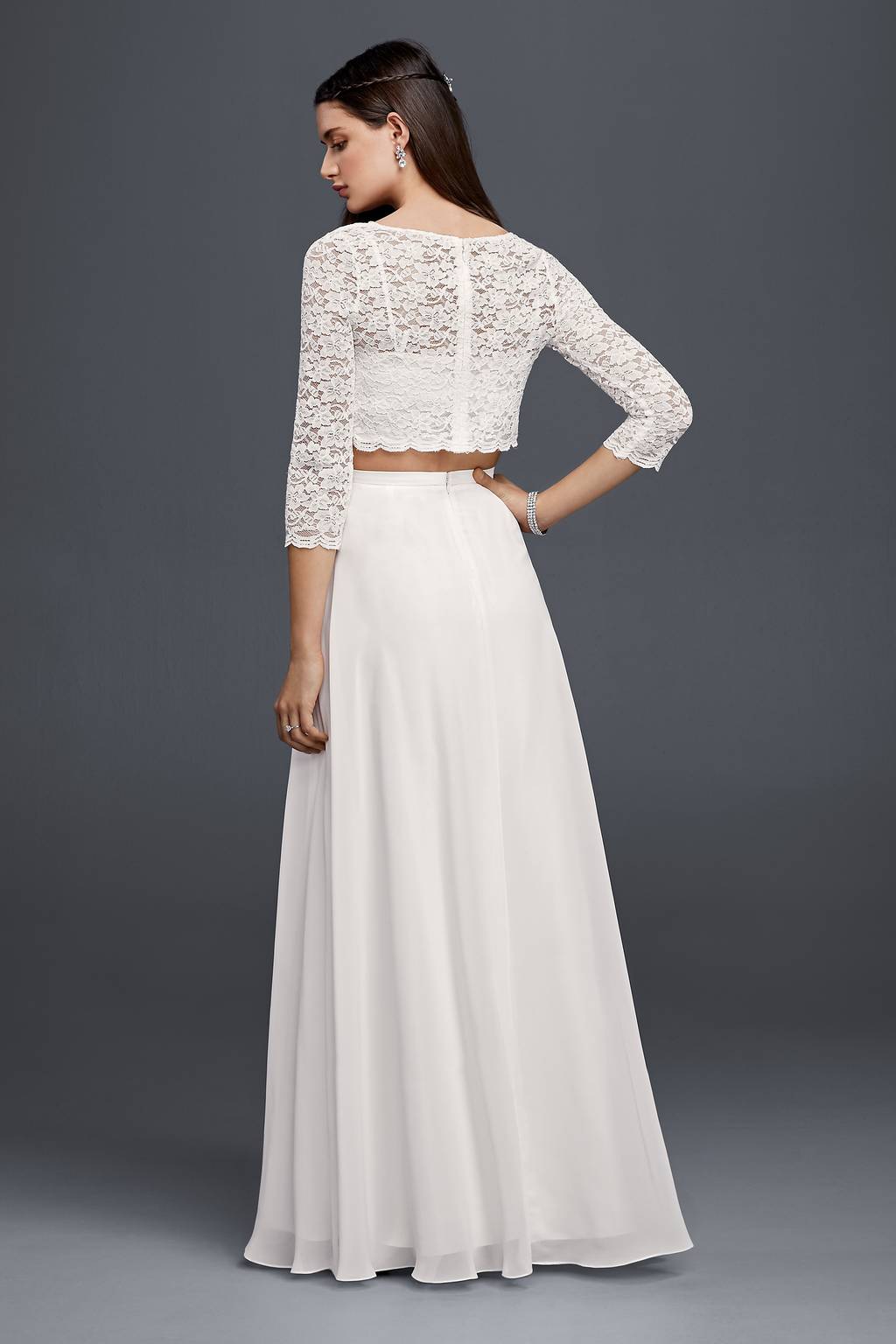 long sleeve crop top wedding dress Long Sleeves Crop Top Lace Wedding Dress