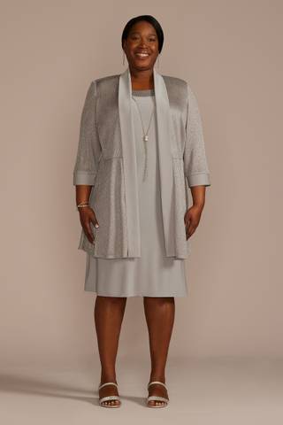 Picture of Textured Glitter Jacket Dress and Necklace
