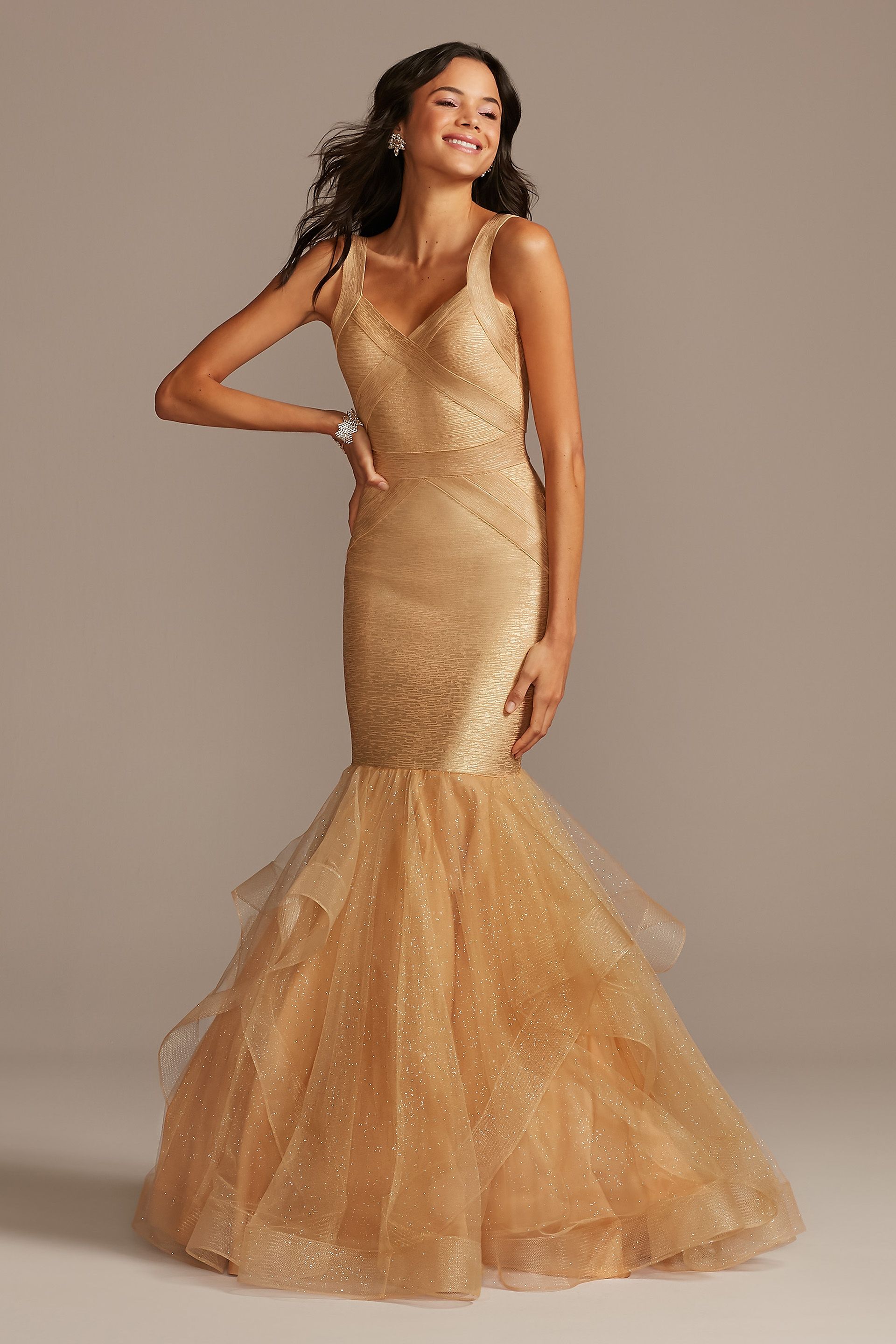 Bandage Mermaid Trumpet Gown with Horsehair Trim | David's Bridal