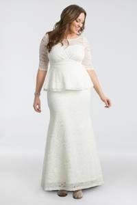 peplum wedding dress plus size A-Line Plus Size Wedding Dress with Sweetheart Neckline & Corset Bodice