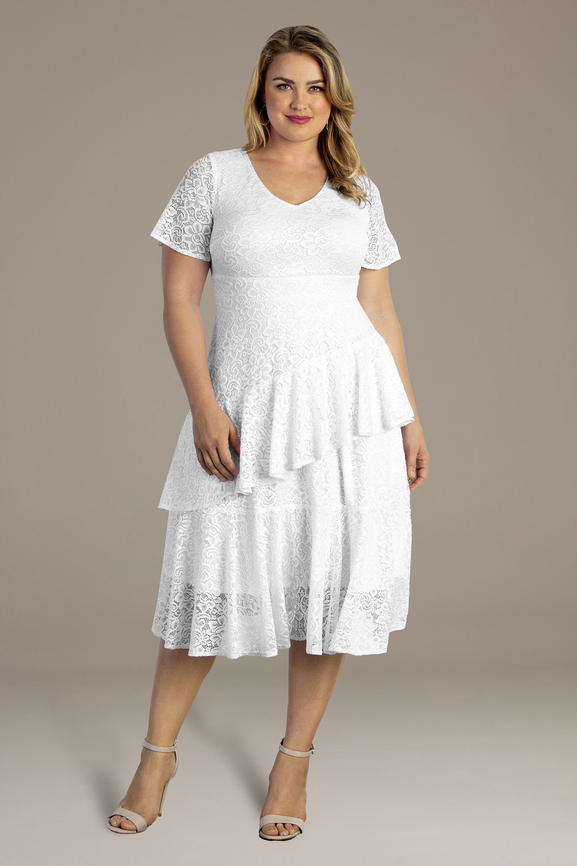 Picture of Harmony Tiered Lace Plus Size Short Wedding Dress