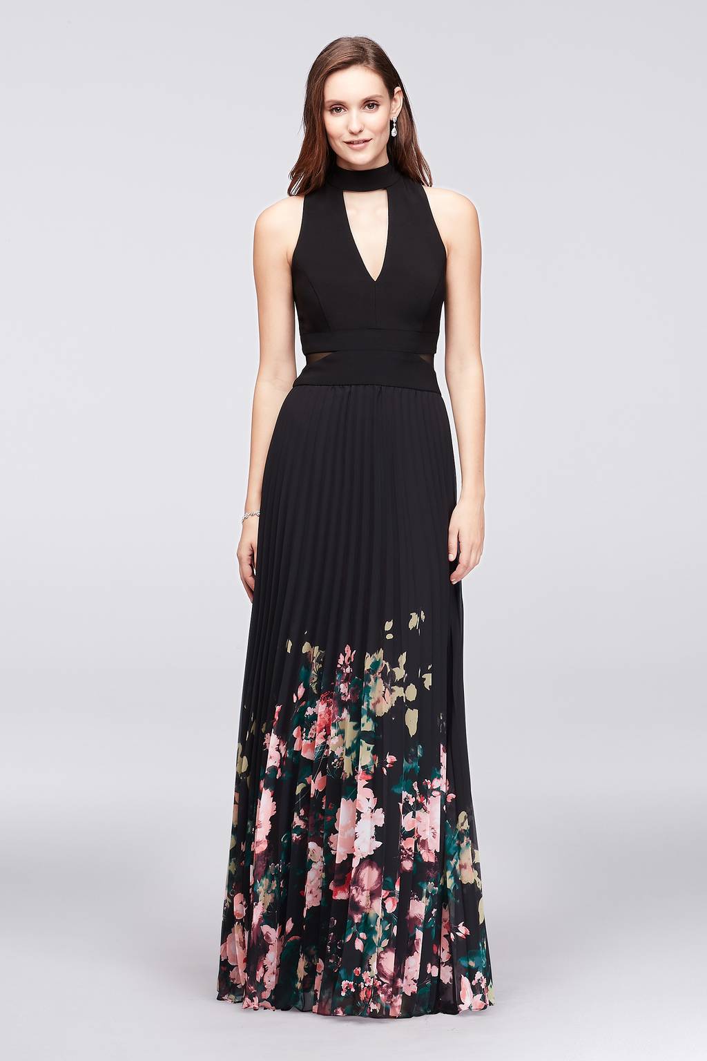 fit and flare choker dress Black Sequin Chain Chain Choker Dress Plunging Fit And Flare Dress With  Beaded Rose Waist Detail