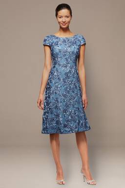 petite a-line dresses Alex Evenings Audrey Rosette Lace Short Dress PERIWINKLE / 16P cut skirt Approx. sizeFilter-US 16 Mens 2000s Outfits Cup size:B