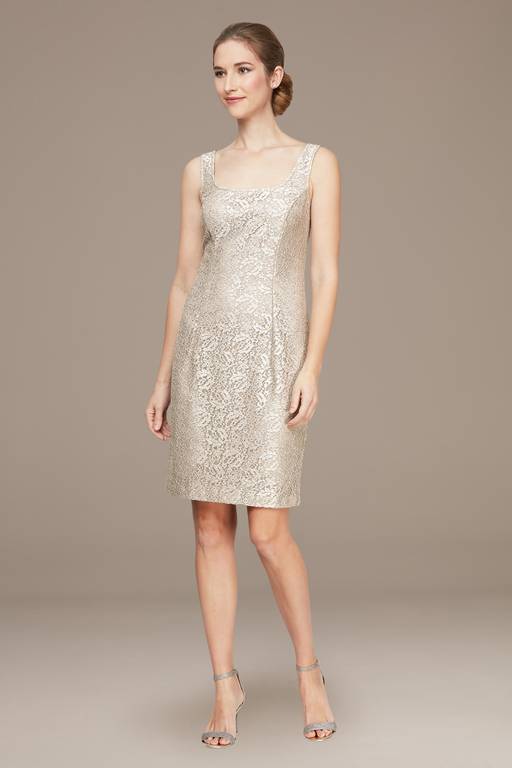 knee length shift dress for wedding Alie Street Macie Shift Wedding Dress Ivory