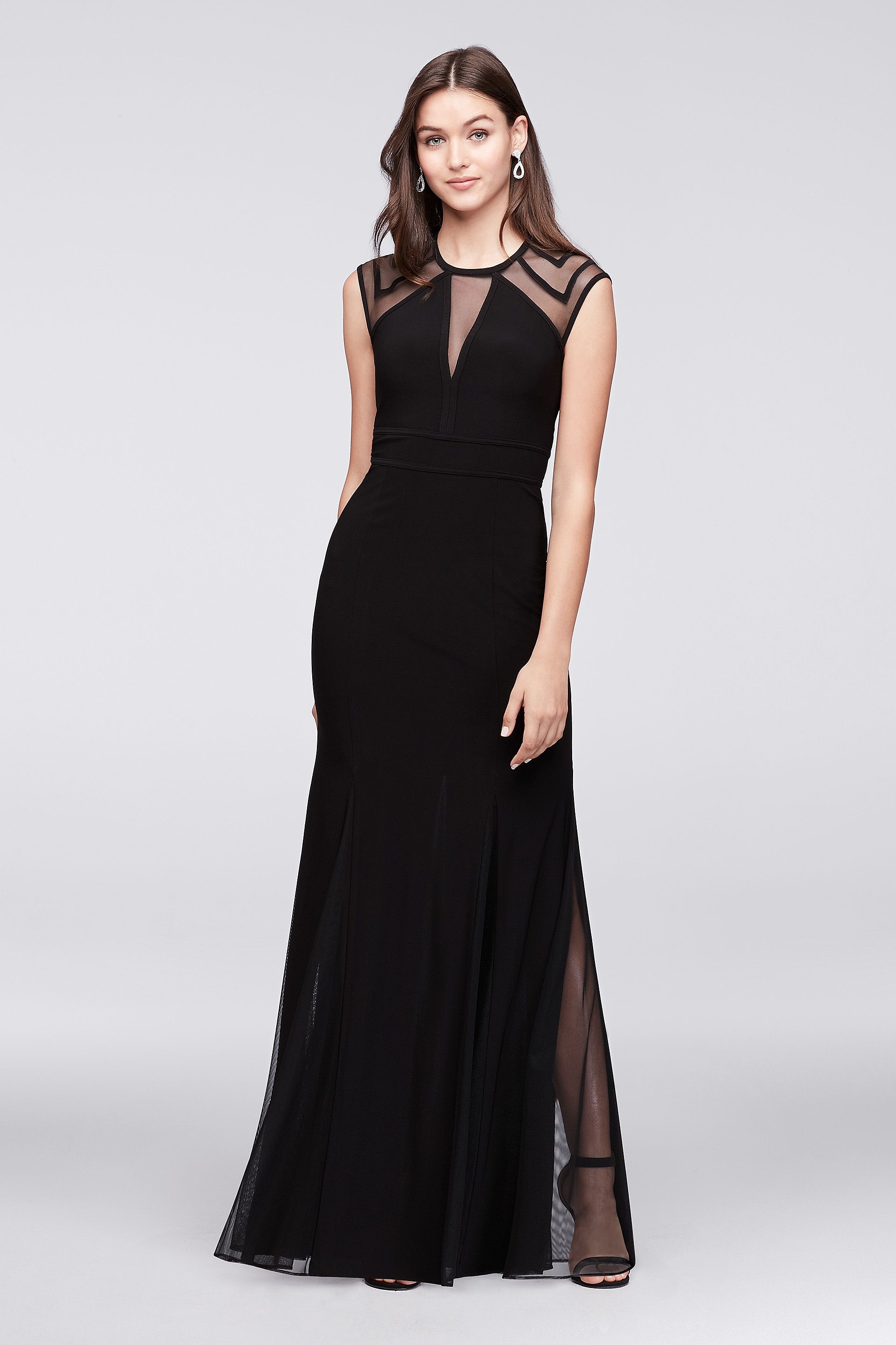 Picture of Illusion Jersey Mermaid Gown with Keyhole Back