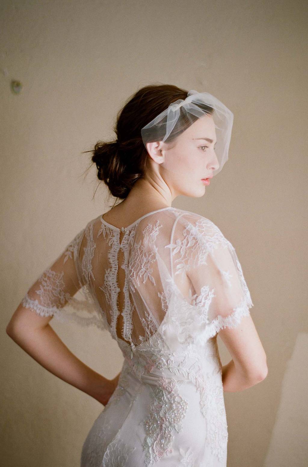 short wedding dress with birdcage veil The French Wedding Veil Edith Birdcage Veil - Voilette
