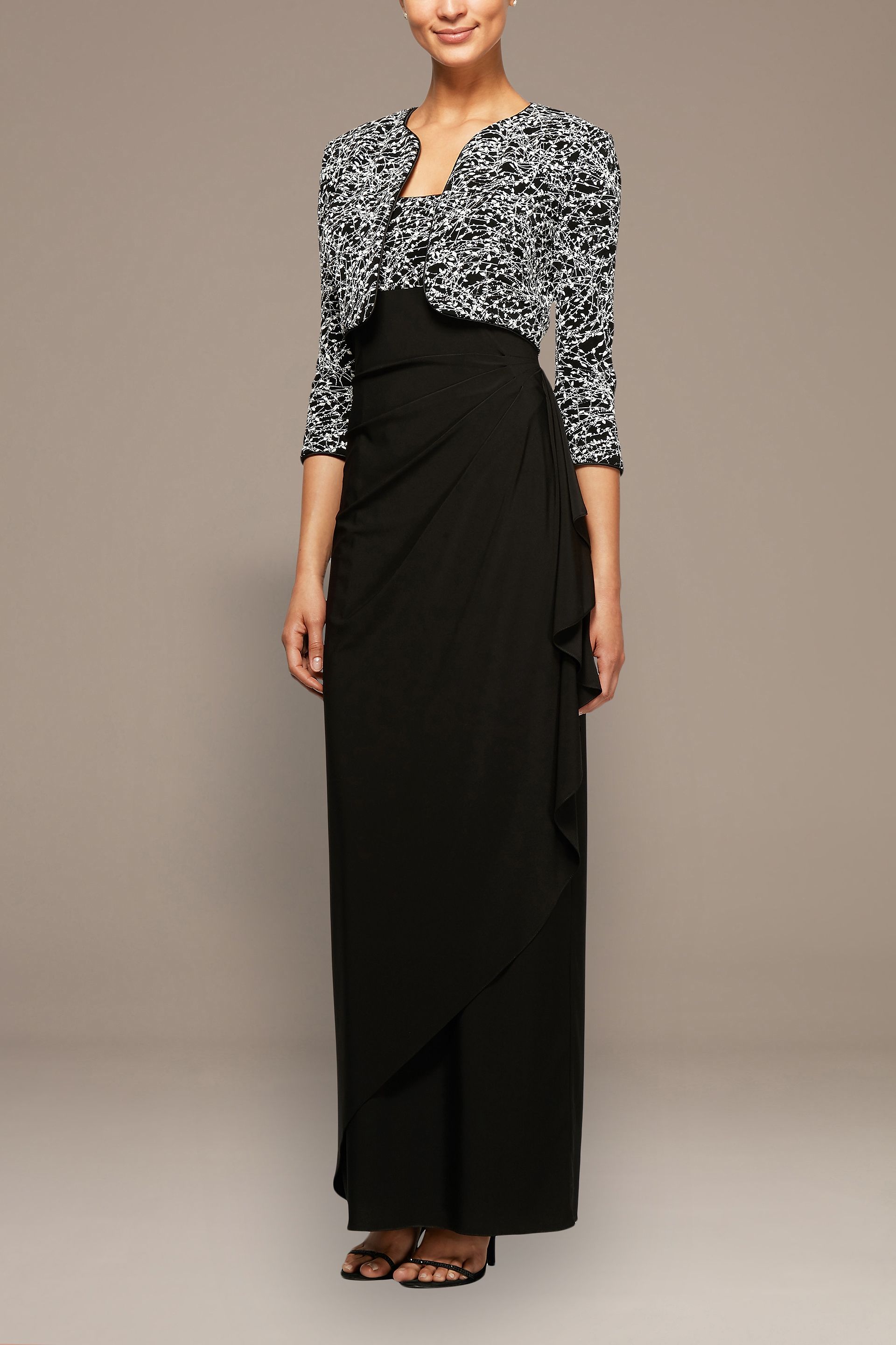 Picture of Empire Waist Dress Two-Piece Set with Jacket