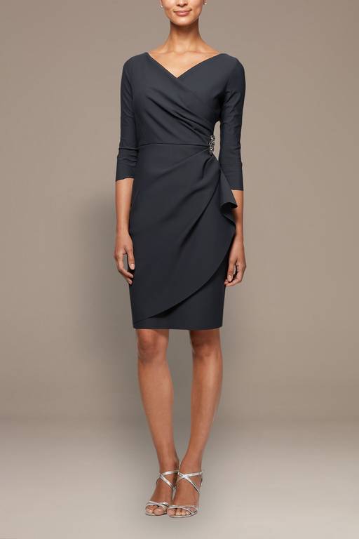short sleeve v neck sheath dress short sleeve dress women Short Sleeve Split V Neck Sheath Dress