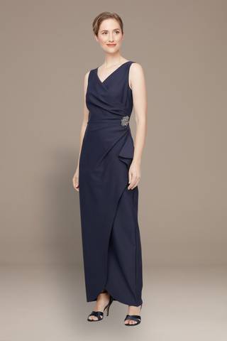 david's bridal petite formal dresses Scalloped Lace and Chiffon Petite Gown