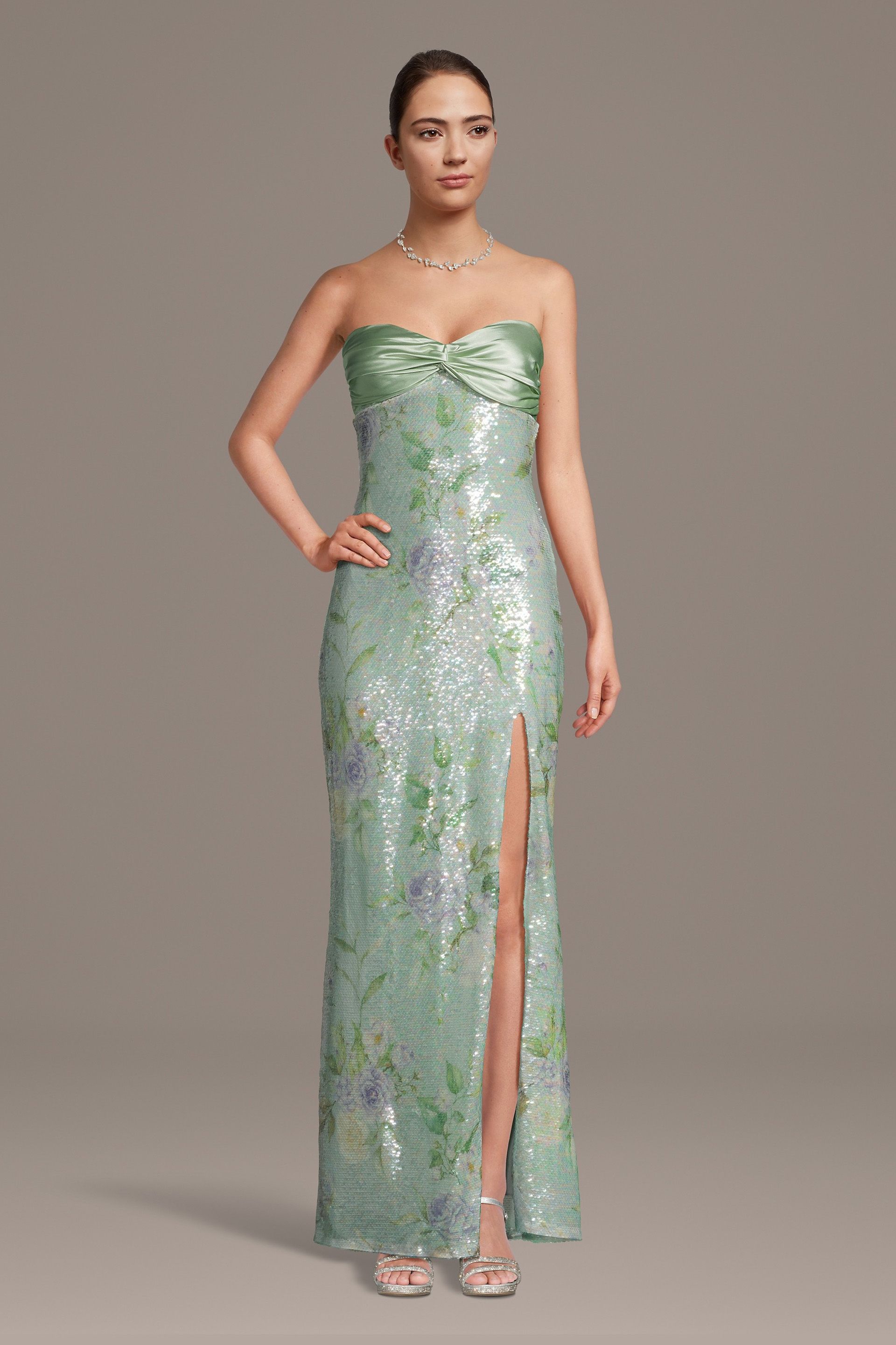 Picture of Strapless Pattern Sequin Sheath Dress