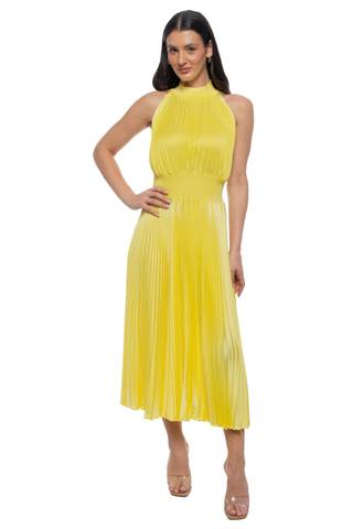 Picture of Sleeveless Pleated High-Neck Midi Dress