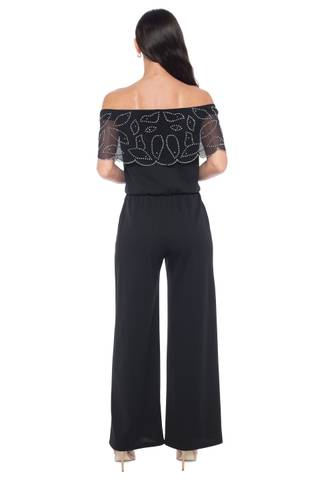 Picture of Beaded Off-the-Shoulder Scuba Crepe Jumpsuit